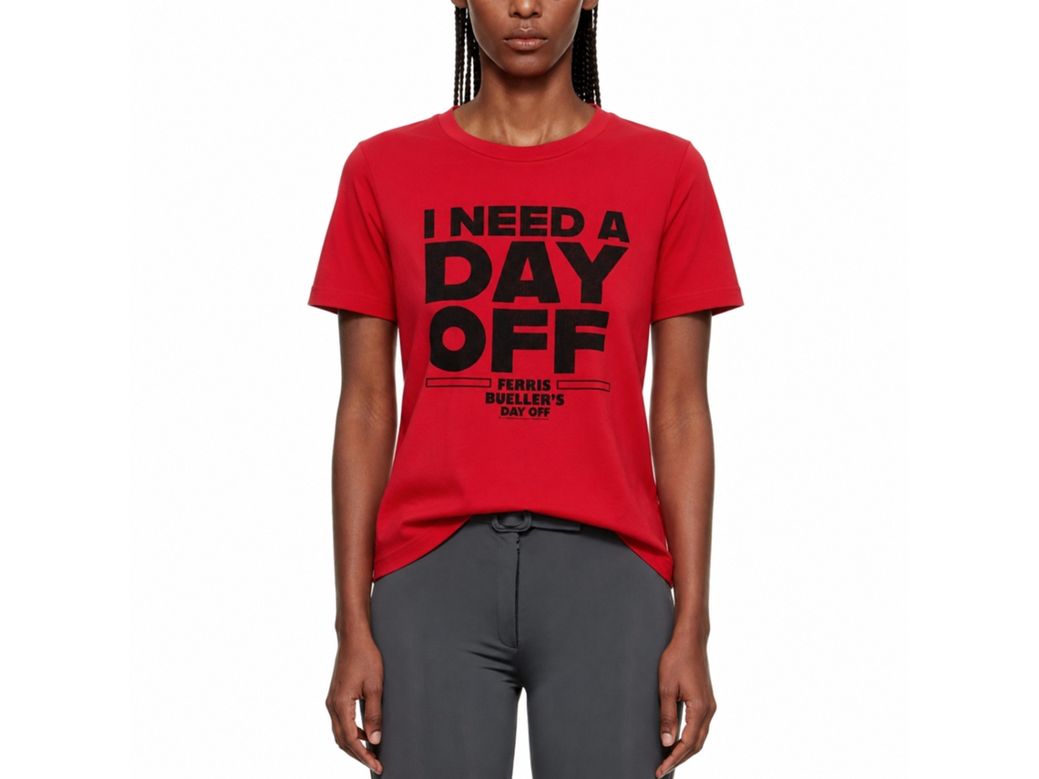 Rockinstone Ferris Bueller's Day Off I Need A Day Off Solid Red Adult T-shirt Size:m