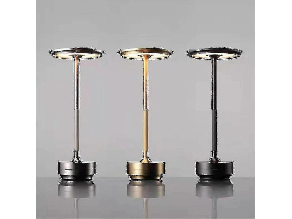 Lâmpada De Mesa Sem Fio Ajustável À Toque Impermeável Recarregável Usb Metal Para Decoração Plata
