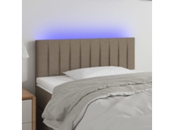 Vidaxl Cabeceira Cama Luzes Led Tecido 90x5x78/88cm Cinza-acastanhado