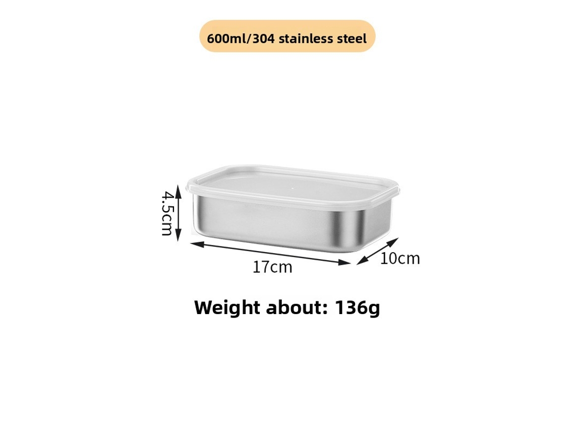 Caja Conservación Inox 316 600ml Con Tapa. Material Calidad Alimentaria, Hermética, Ideal Para Nevera, Comidas. Resistente Y Reutilizable.
