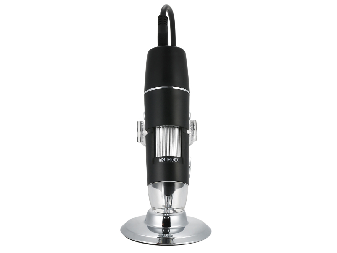 Microscópio Digital Usb 1000x com Suporte e 8 Lâmpadas Led Ajustáveis para Ios/android