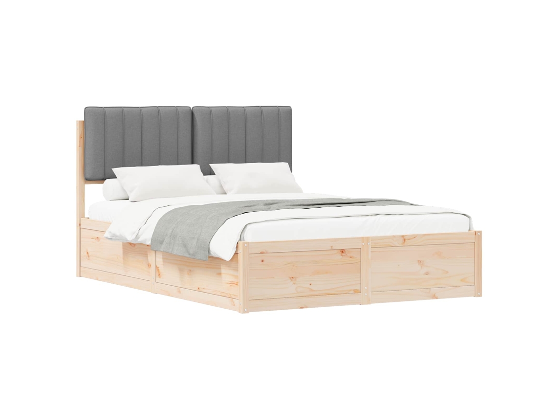 Estrutura de Cama com Cabeceira Estofada Cinzento Claro MAISON EXCLUSIVE