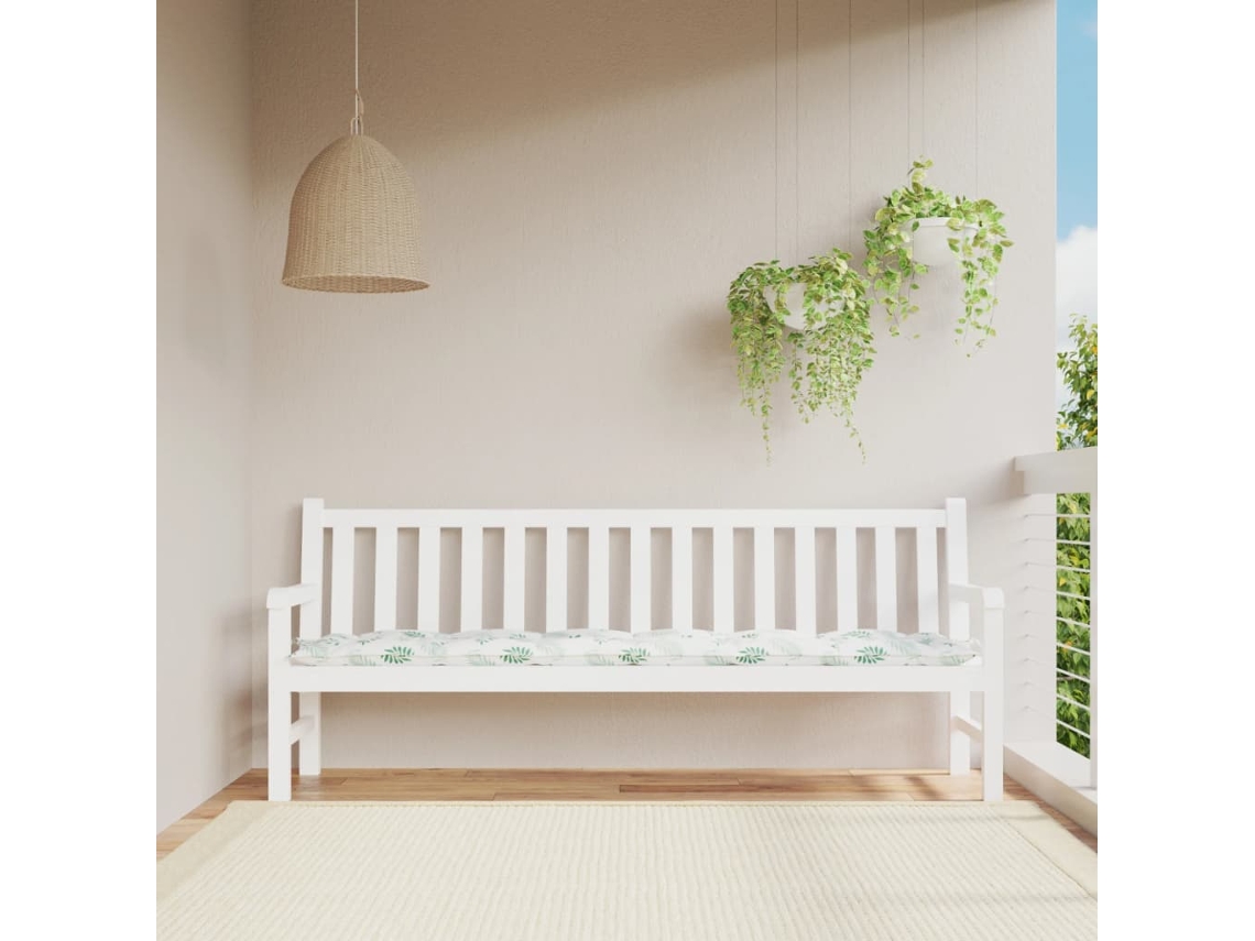 Vidaxl Almofadão P/ Banco De Jardim 200x50x7 Cm Tecido Padrão Folhas