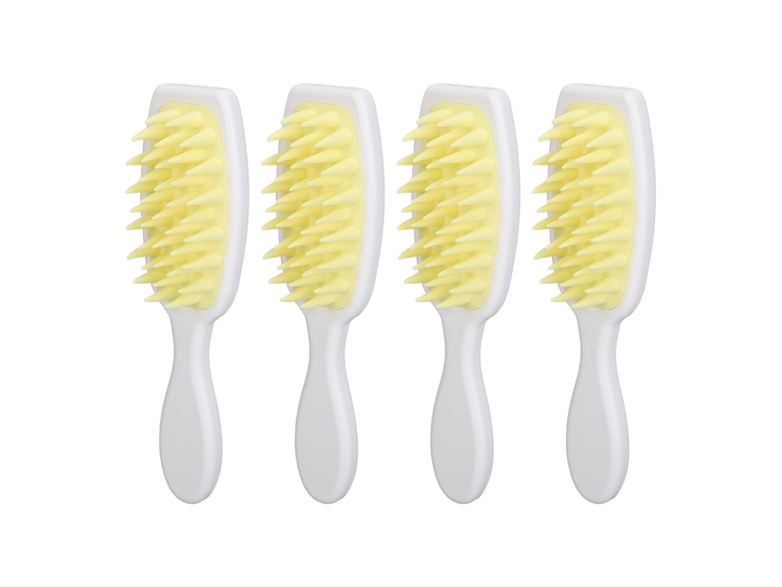 2026 4 Peças de Massager de Cabelo com Cabo Cerdas Suaves de Silicone Limpeza Profunda Cabelo Amarelo