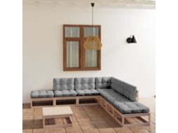 Vidaxl 8 Pcs Conjunto Lounge De Jardim Com Almofadões Pinho Maciço
