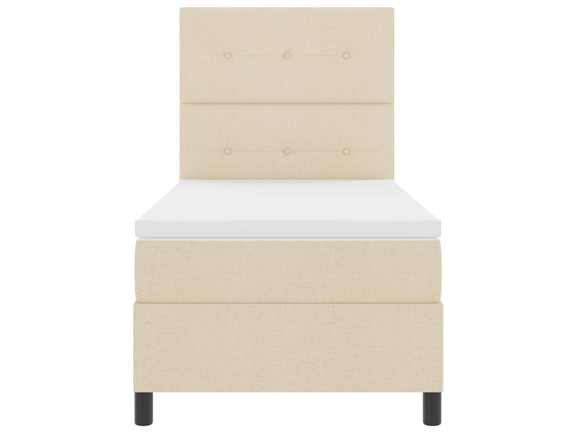 Vidaxl Cama Box Com Fitas Led Com Cabeceira Creme 90 X 190 Cm Tecido