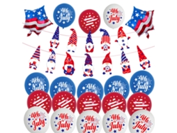 Conjunto de Decoração Patriótica 22 Peças Vermelho Azul Branco | S/MARCA