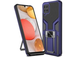 Capa Traseira Função Montagem Carro Armadura para Samsung Galaxy A12 HONGWE. Anti-Choque Magnética Azul