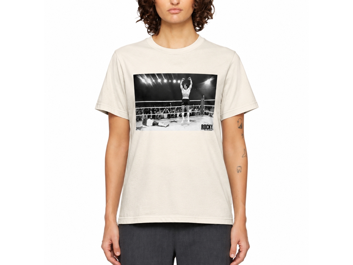 Rockinstone Rocky Movie Yippee Solid Natural Adult T-shirt Size:s