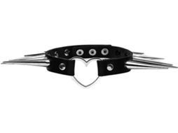 Verstelbaar Halsband - Choker Em Lona De Pu - Chapeleta Em Estilo Punk Rock - Broches - Material Suave - 40 Cm De Comprimento