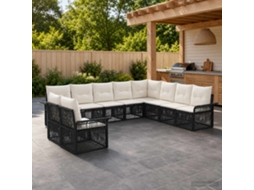 Vidaxl Conjunto De Sofá De Jardim 10 Unid. Preto Vime Pe