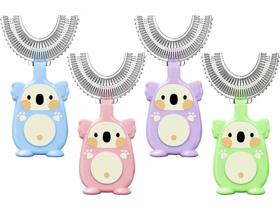 Escovas de Dentes Infantis em Formato U, com Cabeça Silicone Macio Qualidade Alimentar, Escova Tipo U para Limpeza Completa da GOKOCO