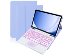 Capa De Couro Lilás Claro Teclado Retroiluminado Sensível Ao Toque Branco Em Formato Quadrado, Samsung Tab S7fe De 12,4 Polegadas Yunzii