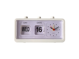 Despertador de mesa Baok-reloj com calendário manual e função Jump Start para escritório e estudo, branco