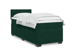 Vidaxl Cama Com Molas/colchão 90x190 Cm Veludo Verde-escuro