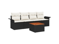 Conjunto 5 Conjunto De Sofá De Jardim Vidaxl Preto Vime Pe (55 X 55 X 37 Cm)