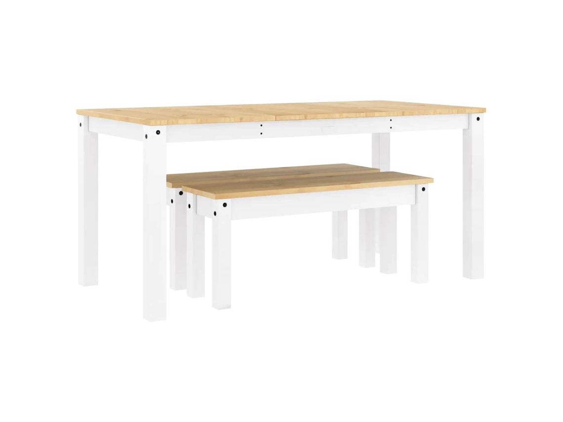 Conjunto de Jantar Panama Madeira Pinho Maciça Branco MAISON EXCLUSIVE