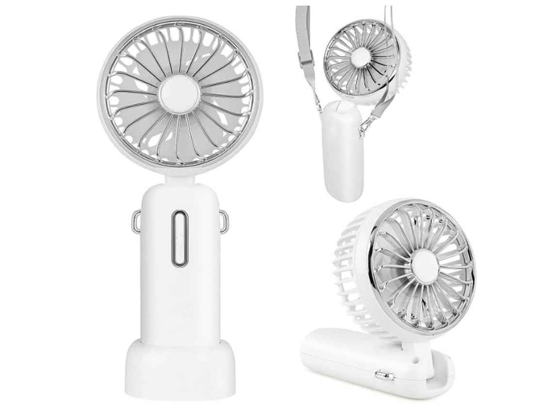 Ventilador De Mão 4800mah Mini Ventilador De Refrigeração Pessoal Portátil Recarregável Usb 6 20 Horas Forte Fluxo De Ar 3 Veloc. Branco Lalamoli