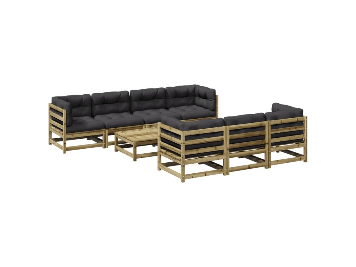 Maison Exclusive - 8 Pcs Conj. Sofás Jardim C/ Almofadões Madeira Pinho Impregnada