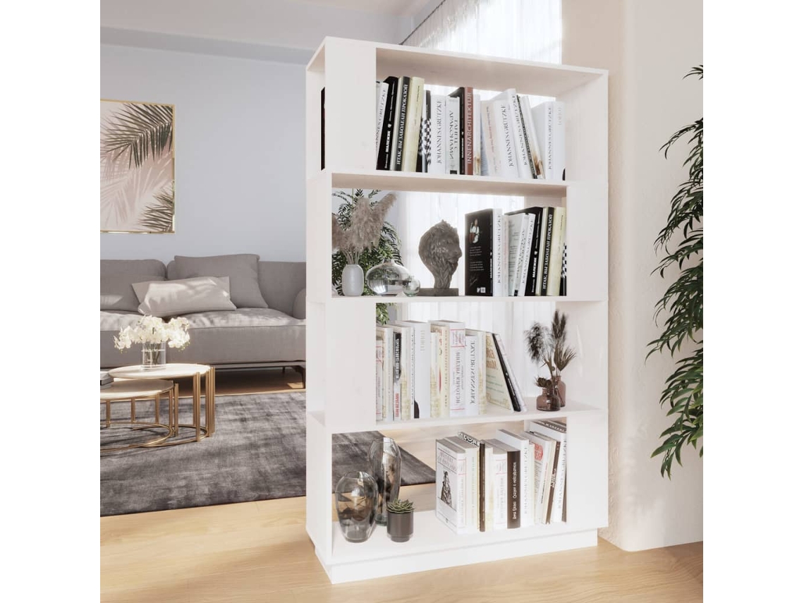 Vidaxl Estante/divisória 80x25x132 Cm Pinho Maciço Branco