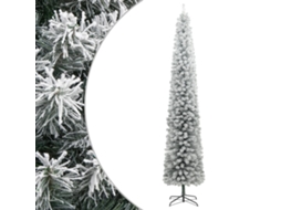 Vidaxl Árvore De Natal Fina C/ Suporte E Flocos De Neve 270 Cm Pvc