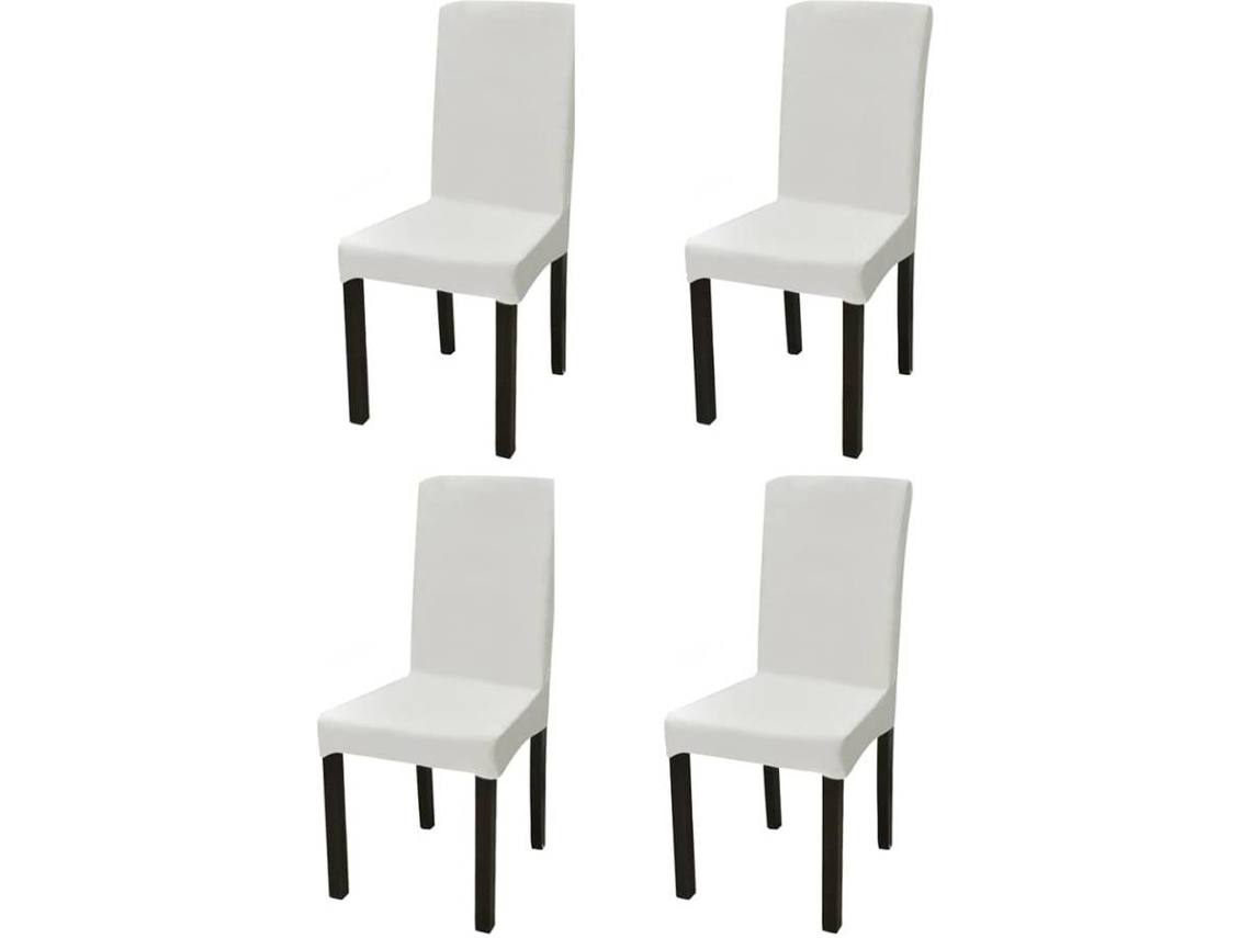 vidaXL Capa extensível para cadeiras, 4 pcs, creme