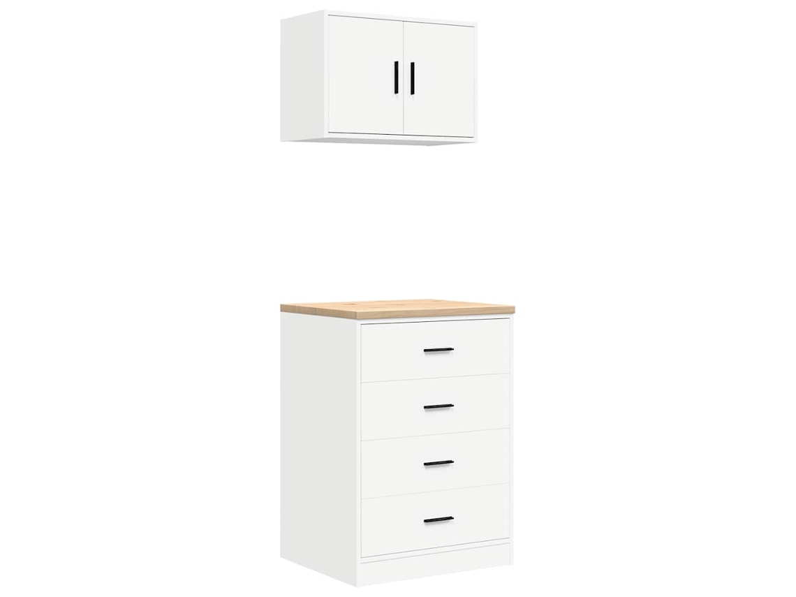 Conjunto 2 Armários De Garagem Vidaxl Derivados De Madeira Branco