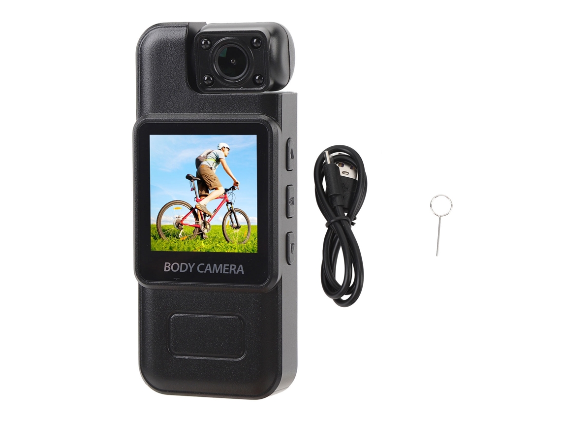 Câmera Portátil Com Lente Giratória De 180° Gravação 4k Hd Em Loop Com Clip Na Espalda E Tela De 1.3''