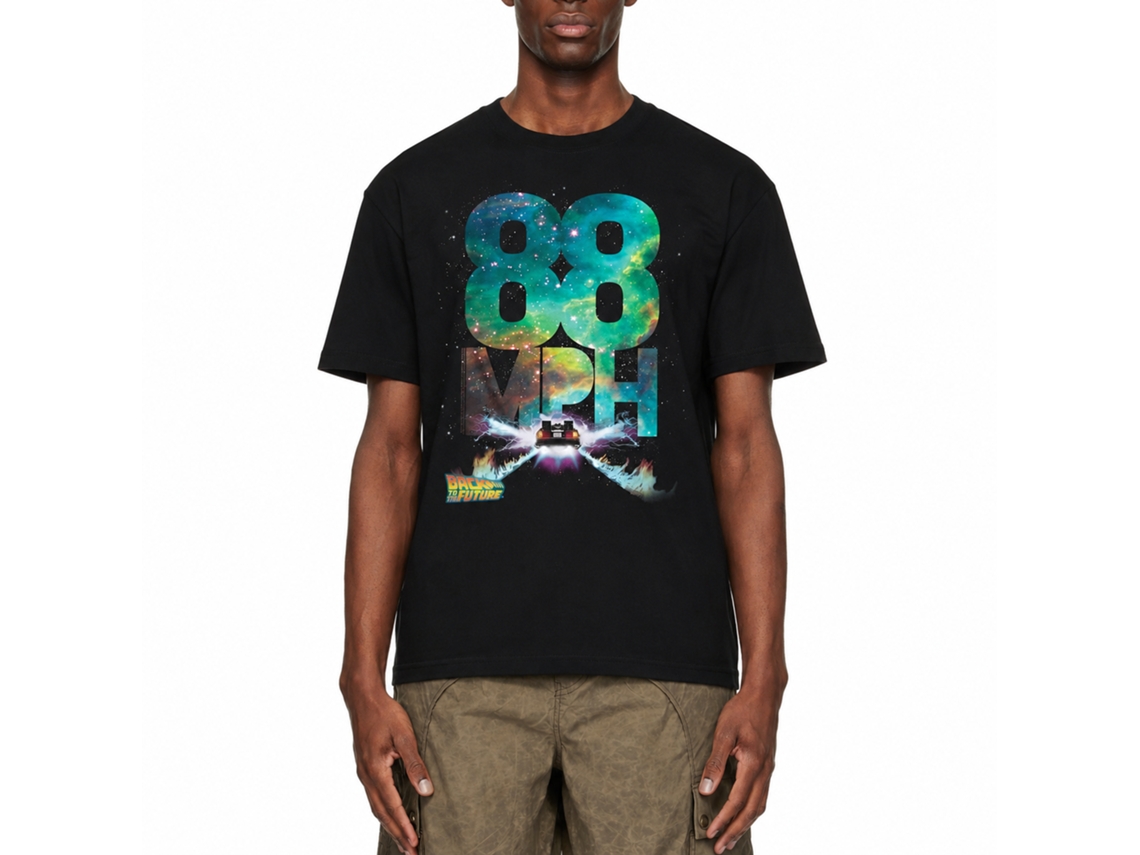 Rockinstone Back To The Future Movie Galactic Speed Black Adult T-shirt Size:m