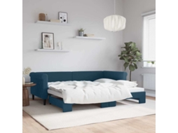 Cama De Solteiro | Camas Para Quarto | Sofá-cama Com Gavetão 90x200 Cm Veludo Azul