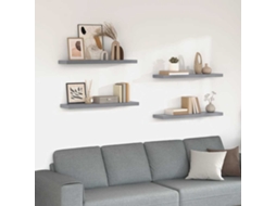 Vidaxl Prateleiras Parede Suspensas 4 Pcs 90x23,5x3,8cm Mdf Cinzento