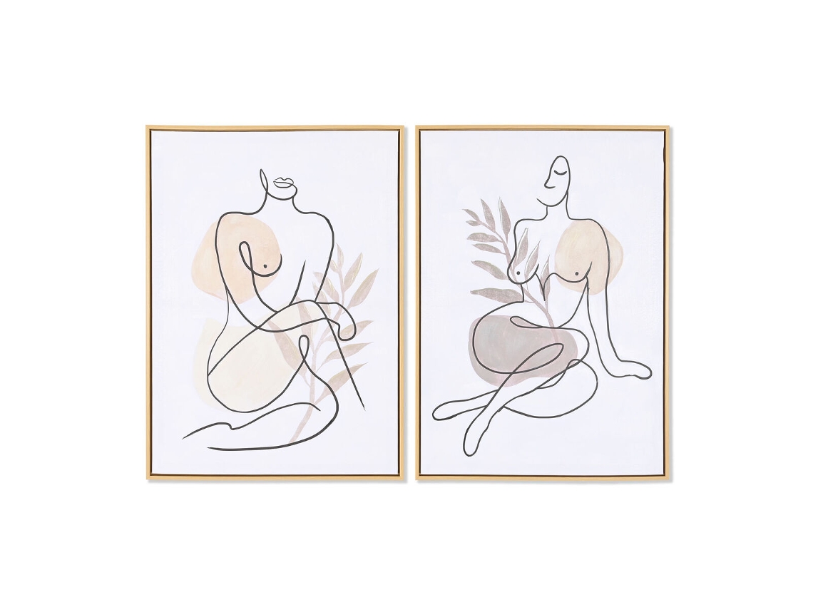 Pintura Dkd Home Decor Abstrato Escandinavo 50 X 3,5 X 70 Cm 2 Unidades