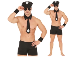 Kit de strip-tease policial adulto chapéu, gravata e pulseira