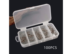 Anzóis de Pesca Inox 5 Tamanhos 100un com Caixa Plástica