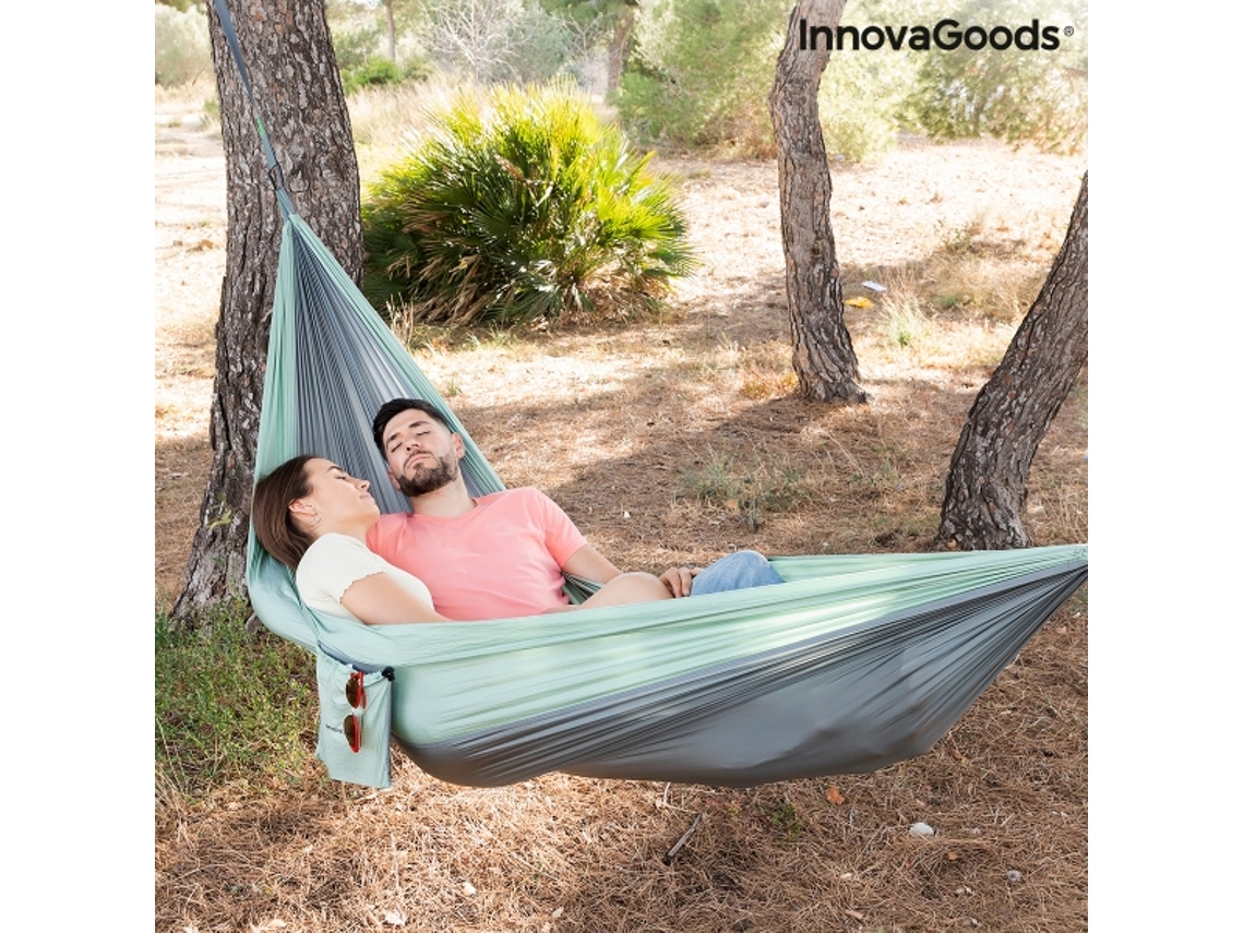 Cama de Rede INNOVAGOODS  Rewong Dupla para Campismo (2 Pessoas - Até 180 kg - 30x50 cm - Verde)