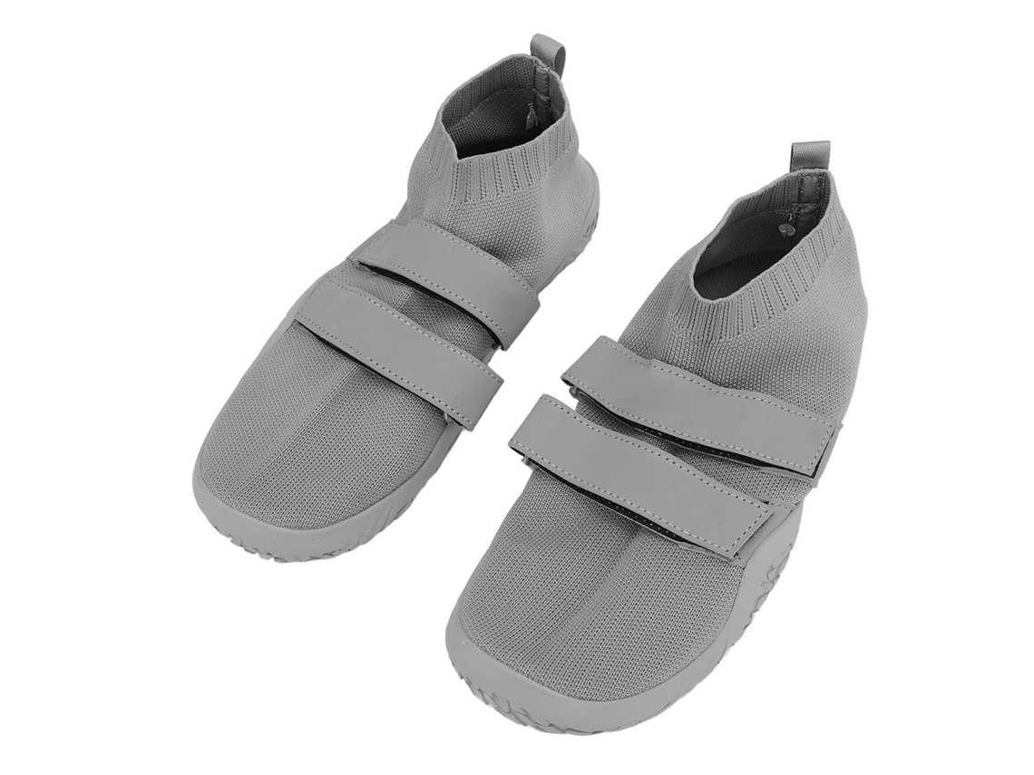 Tênis cinza para treinamento esportivo, fitness e levantamento de peso com absorção de impacto.