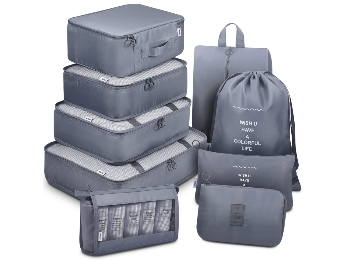 Conjunto De Cubos De Embalagem Com Bolsa Para Sapatos E Bolsa Para Eletrônicos Organizadores De Bagagem Mala Acessórios De Viagem, Rosa Ehstmind