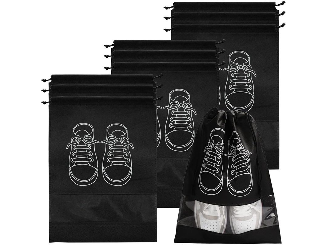 Saco para Sapatos, Impermeável, Anti poeira, Janela Transparente, 10pcs, Preto 32x44cm