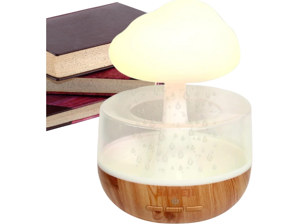 Umidificador Nuvem De Chuva, Gota Água Névoa Refrescante Em Formato Cogumelo 400ml Com Luzes Led
