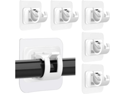 Conjunto De 6 Suportes Para Varão De Cortina, Autoadesivos, Ajustáveis​​ E Sem Necessidade De Pregos, Para Fixação Na Parede(branco)