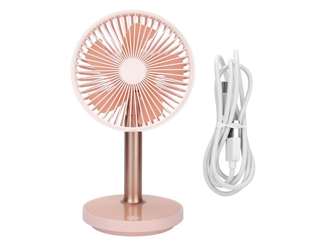 Ventilador Portátil Silencioso Luz Noturna Usb Rosa