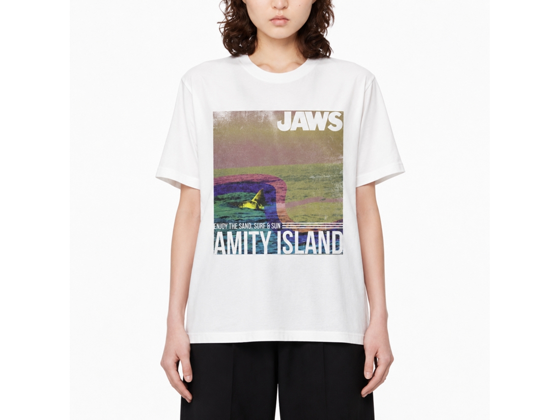 Rockinstone Jaws Movie Amity Island White Adult T-shirt Size:xl