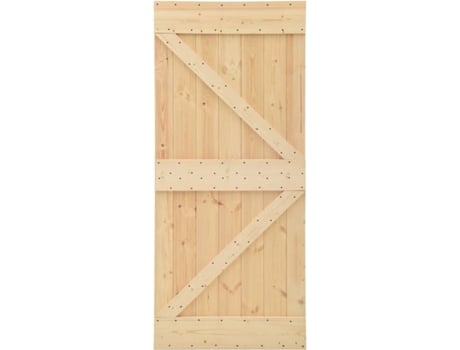 Porta de Correr com Ferragens  (Castanho - Madeira - 80x210 cm)
