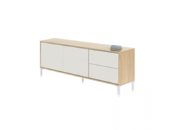 Móvel De Tv Com 2 Gavetas E 2 Portas, 130 Cm, Lea Artik White (branco Mate) - Carvalho Canadiano 130 X 47 X 41 Cm