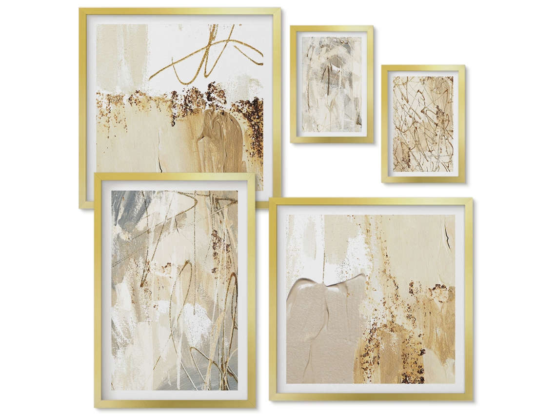 Conjunto De Pinturas Composições Abstratas Minimalistas Espelharte (5 Peças)