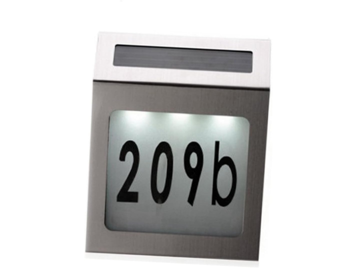 Placa De Parede Alfanumérica Com Número De Casa Iluminada Por Energia Solar