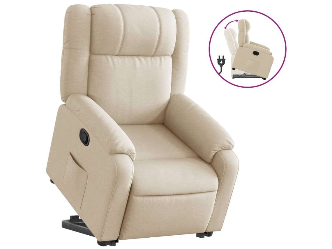 Poltrona elevatória VIDAXL Creme Tecido (77 x 95 x 99 cm)