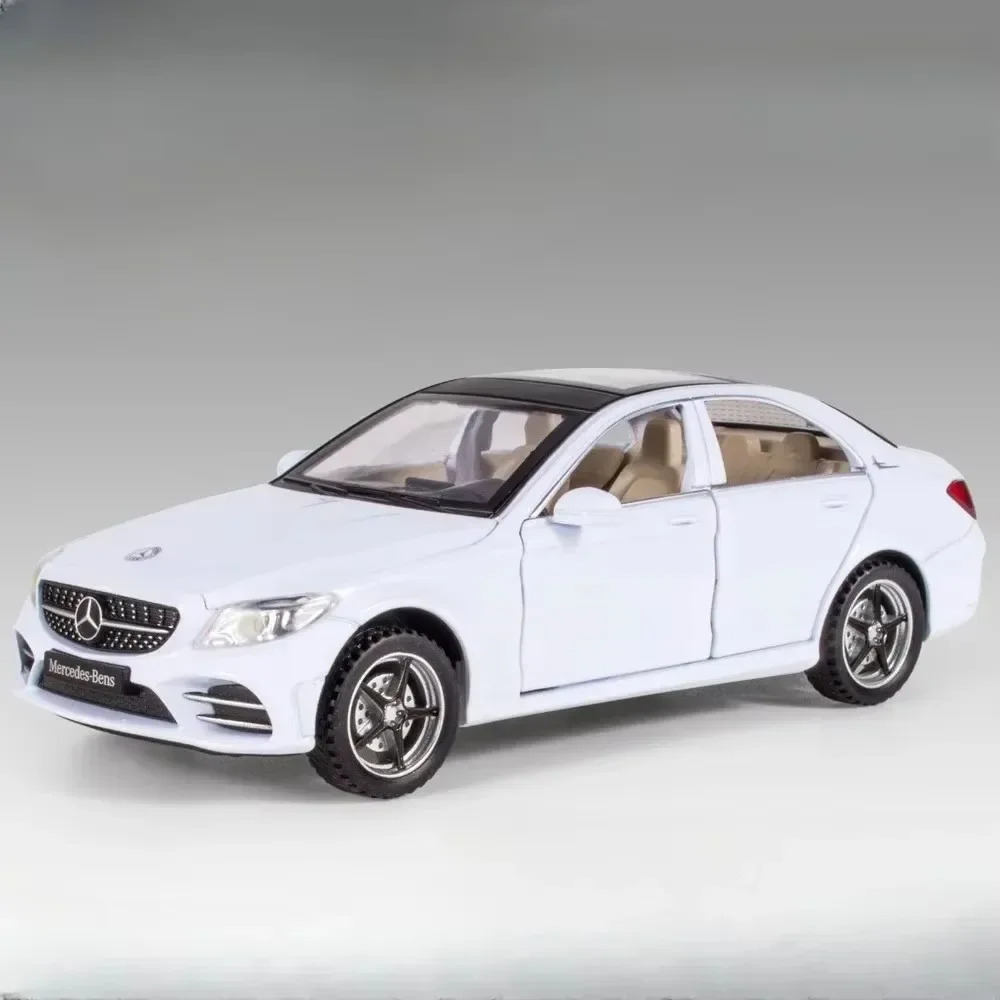 (c260l Branco) 1:32 - Miniatura De Carro - Carroceria De Metal - Simulação De Som E Luz