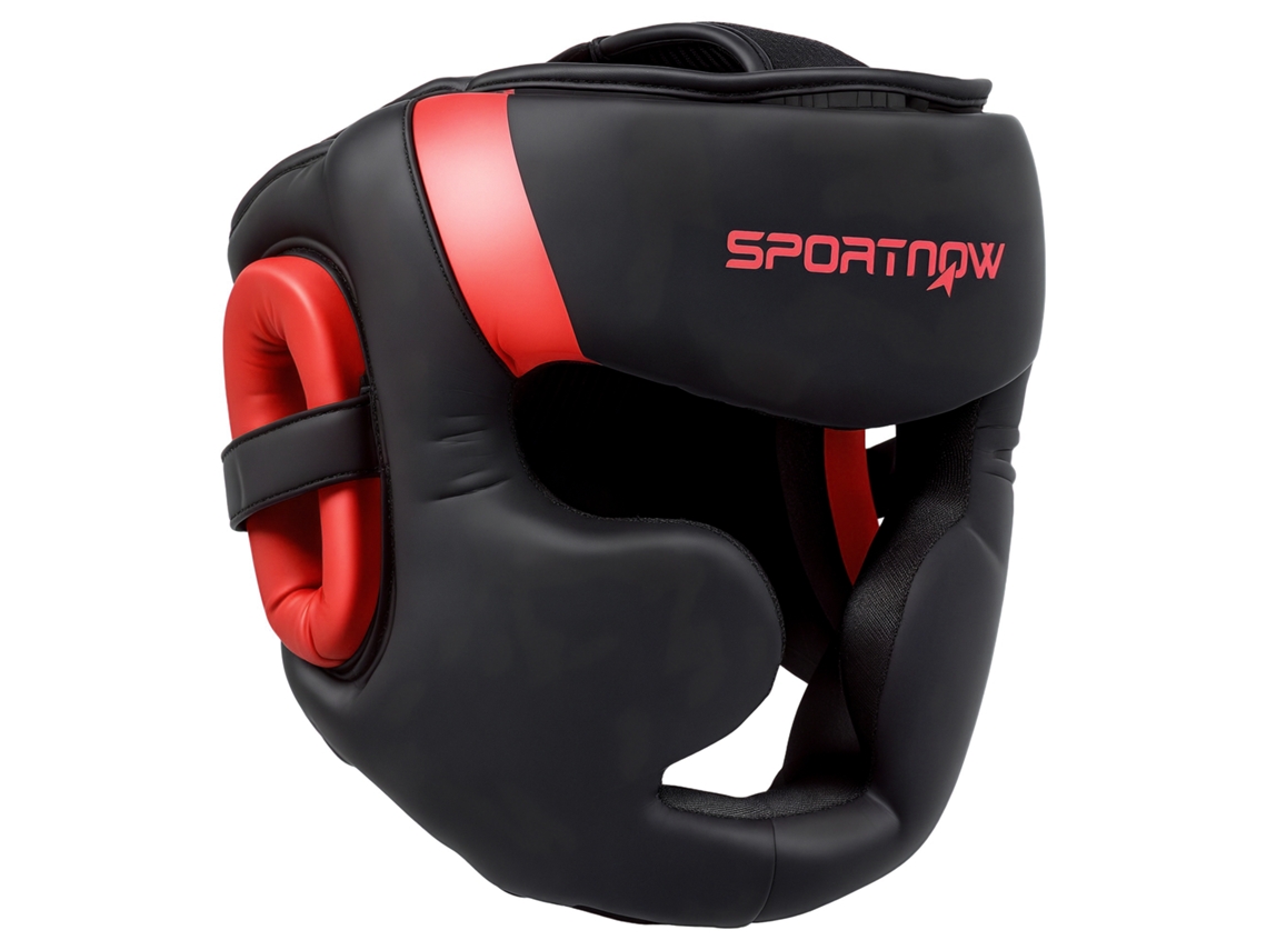 Capacete De Boxe Com Correia Ajustável Protetor De Cabeça Para Artes Marciais Karate Tamanho L Vermelho E Preto