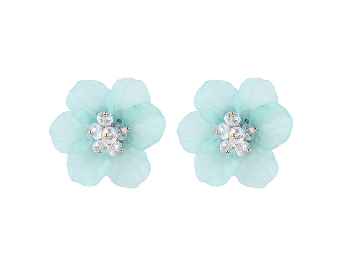 Brincos De Mulher Com Cristais E Flores Liga Leve Verde